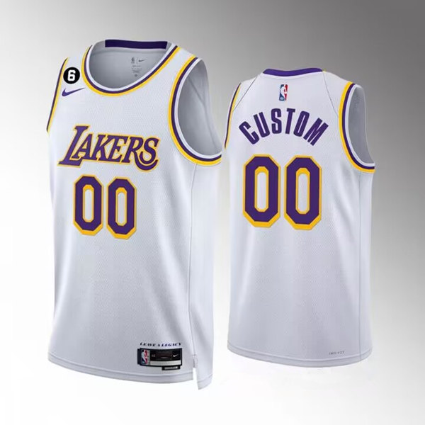 Men's Los Angeles Lakers Active Player Custom 2022-23 White With NO.6 Patch Association Edition Swingman Stitched Jersey